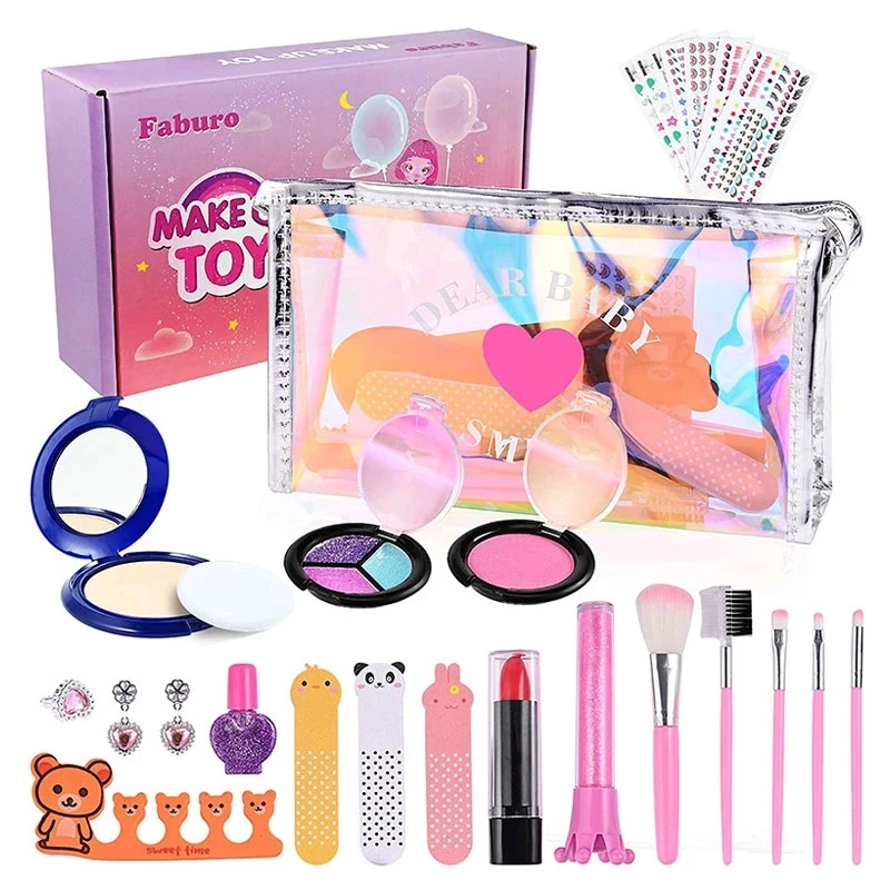 

Simulation Makeup Toys For Girls Pretend Play Baby Cosmetics Set Props Washable Fake Makeup Lipstick Eye Shadow Bling Girls Toys
