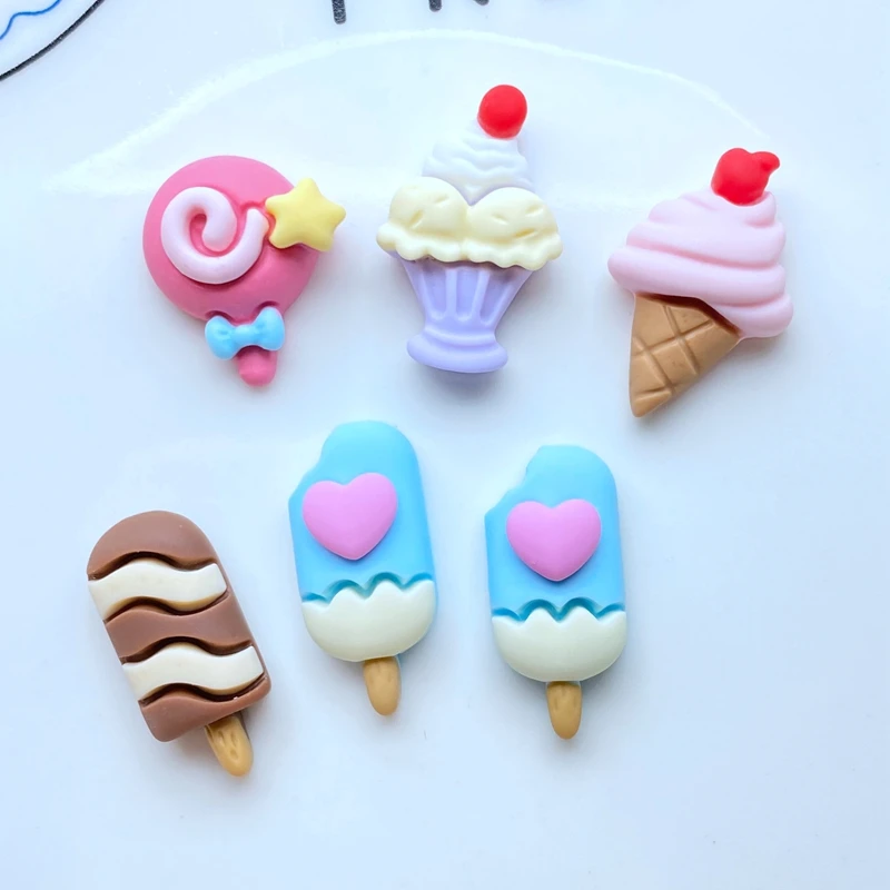 

20Pcs New Resin Cute Mixed Mini Ice Cream Flat Back Scrapbooking Hair Bow Center Embellishments DIY Accessories L25