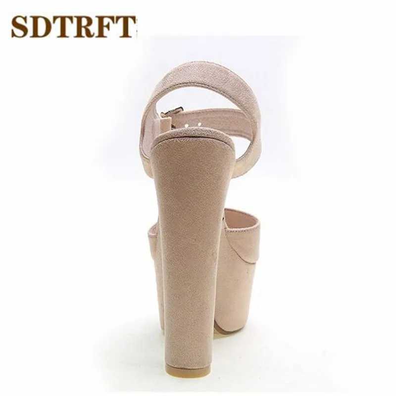 SDTRFT/популярные женские туфли на толстом каблуке 15 см сандалии с ремешками