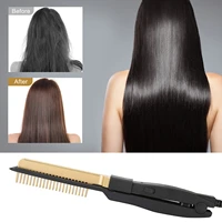 hair straightener portable electric hair straightening flat iron brush comb for women girls home salon wet dry hair use