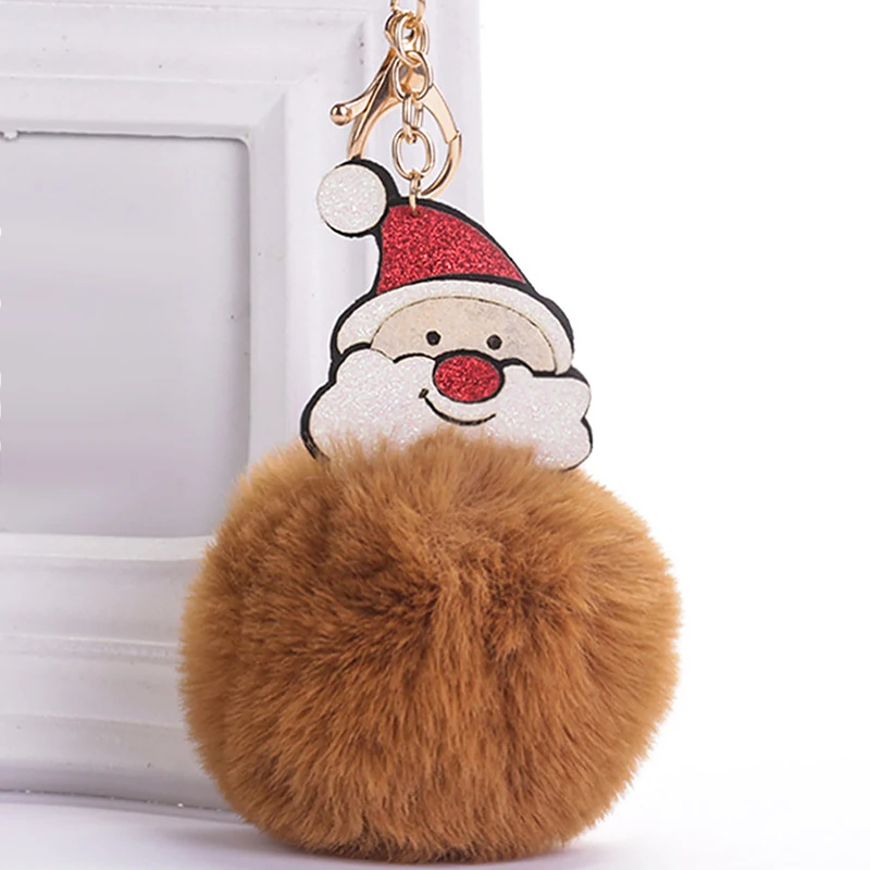 Рождество Санта Клаус искусственный мех брелки Рождественский брелок подарок