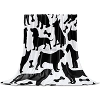 sweet home fleece throw blanket full size dogs and bones silhouette lightweight flannel blankets for couch bed living room