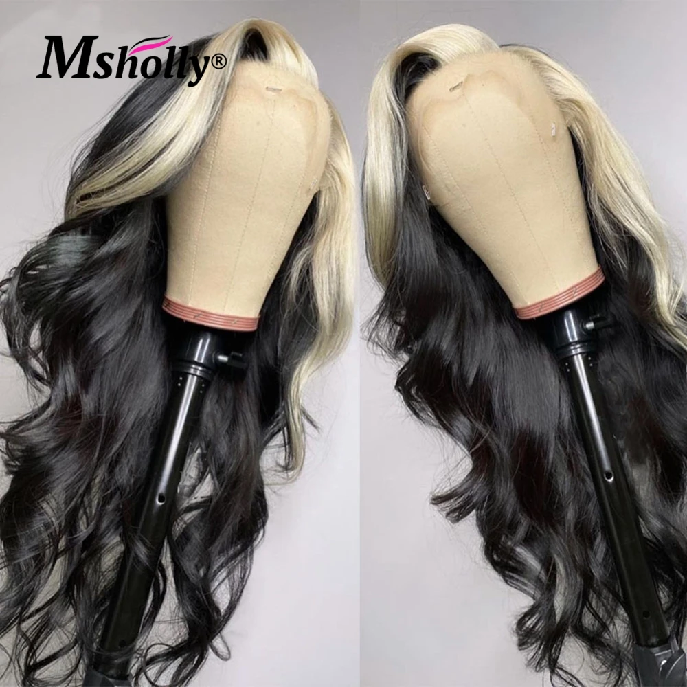 Парик из натуральных волос 13x 4 парик со шнуровкой спереди блонд серая волна