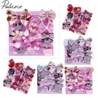 Заколки для волос для маленьких девочек, 18 шт.компл., с бантом и цветами, в подарочной коробке, реквизит, 2019