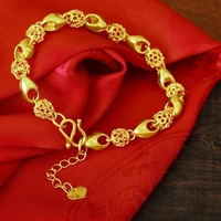 genuine 24k gold bracelet linglong ball womens chain 18cm 19cm chain bracelet high jewelry accessories bracelet women jewelry