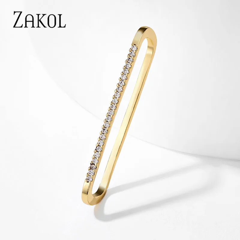 

ZAKOL Fashion Geometric Shape Round AAA Cubic Zircon Crystal Clip Earrings Punk Hip Hop Jewelry FSEP2586