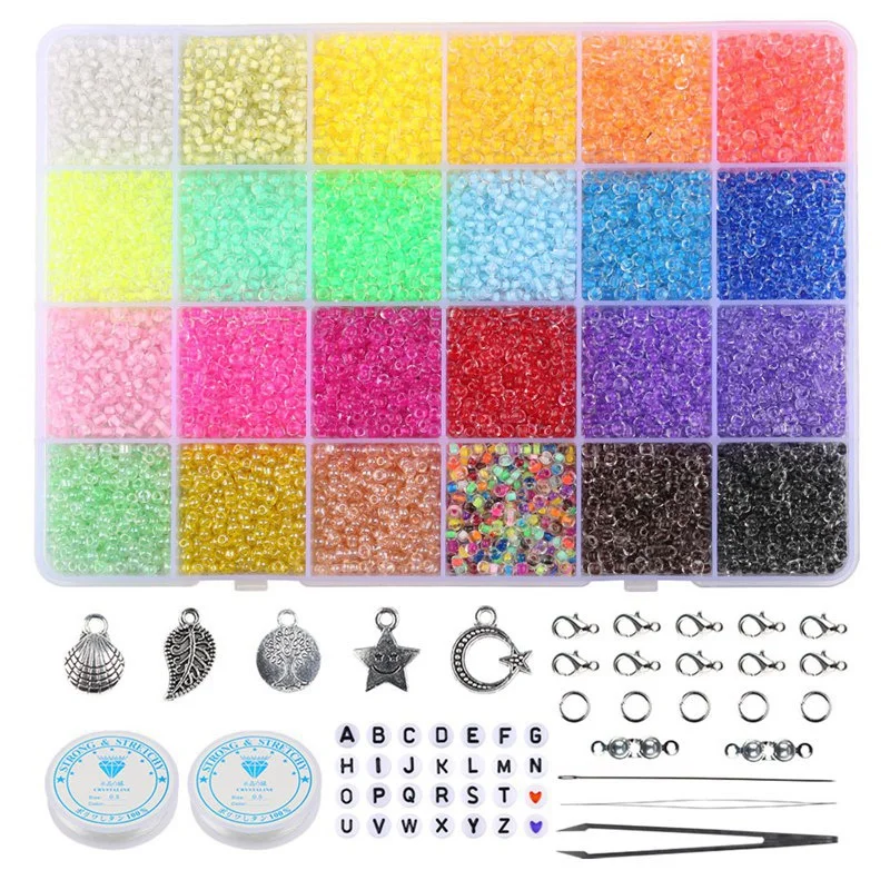3mm Seed Beads Kit Candy Color Small Craft Beads Set For DIY Jewelry Making Bracelet Necklace Accessories Supplies Trendy Gift