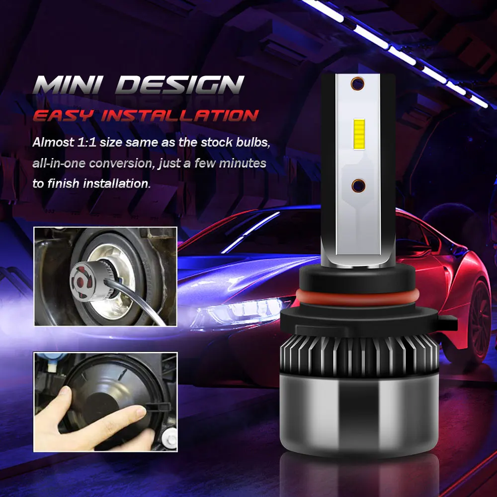 

TXVSO8 9012 HIR2 Led Headlight Bulbs 6000K Mini Diode Lamps 100W 12V Super Bright 360 Degree White Lights for Car Envio Gratis
