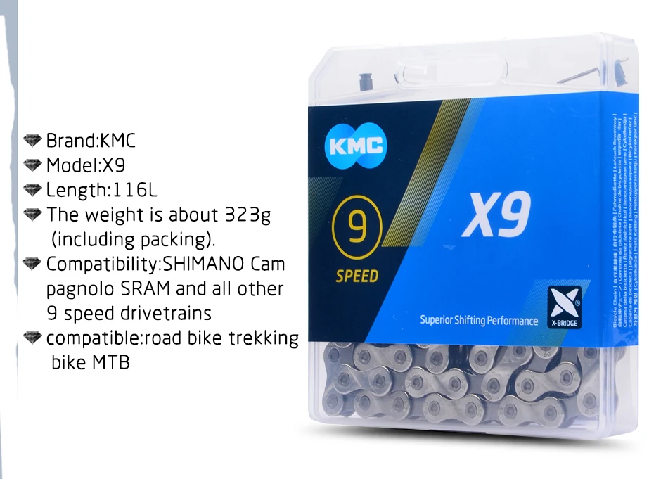 Цепь kmc X8 X9 X10 X11 цепь велосипеда MTB 116L 118L 126L ссылки Аксессуары для велосипеда 8S 9S 10S 11 цепь kmc для roadbike