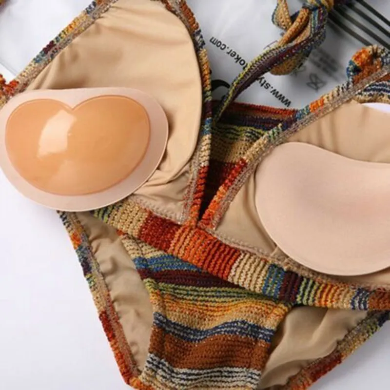 Бикини пуш ап Мягкий купальник бикини маленький бюст плотный дышащий невидимый