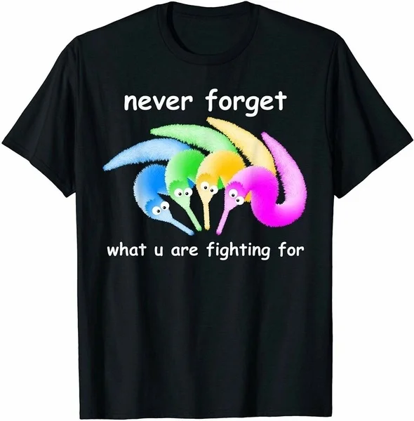 

Never Forget Shirt, Magic Worm on a String Meme, Funny T-Shirt Black Cotton Tee