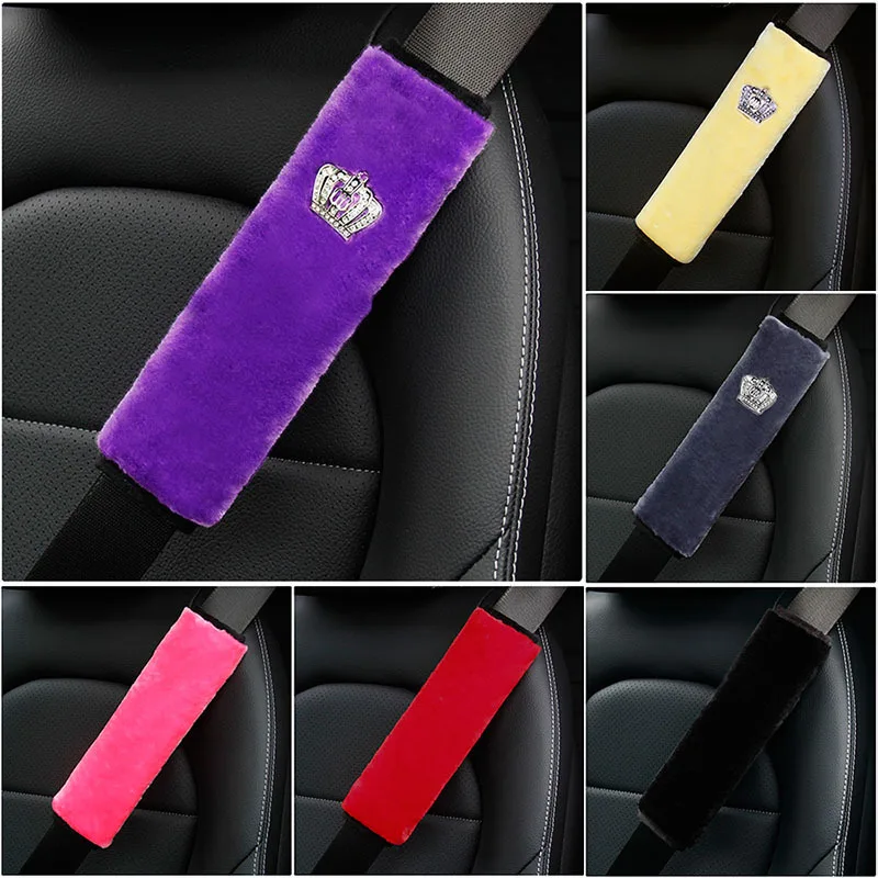 

Зимняя плюшевая подушка накладка для ремня безопасности автомобиля Crown, защитные ремни, универсальные автомобильные чехлы для ремней безоп...