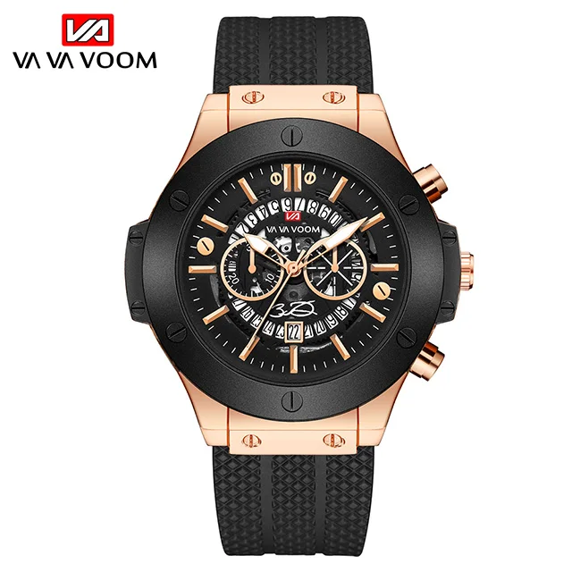 rose black Модные Спортивные кварцевые часы мужские Уникальные водонепроницаемые наручные часы для мужчин с силиконовым ремешком большие часы лучший бренд relogio masculino - Цвет: rose black