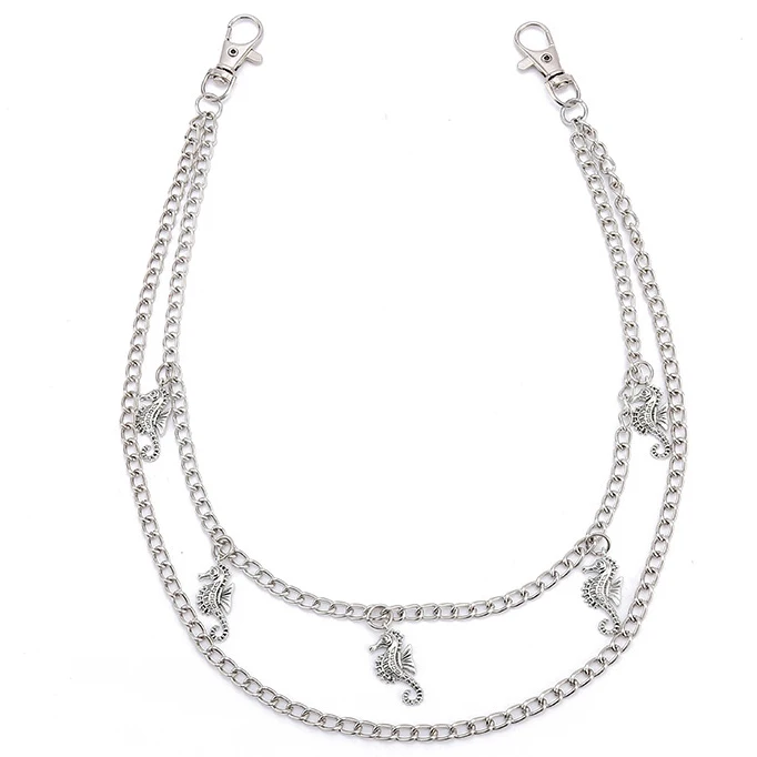 

Punk Chains On Jeans Keychain Alloy All-Match Sea Horse Chain Pants Multi Layer Belt Waist Chains Hip Hop Jewelry