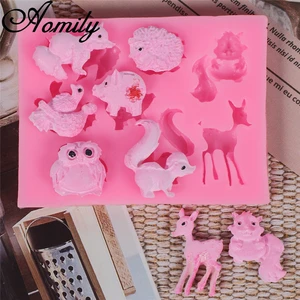 Aomily лиса Ежик Сова белка животное фигурные силиконовые формы DIY Маскарад помадка форма торта Сахар ремесло шоколадные формы инструмент