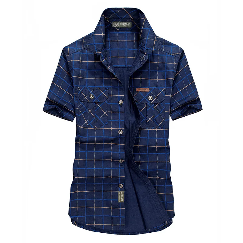 Летняя мужская рубашка размера плюс 5XL Повседневная Свободная в стиле милитари