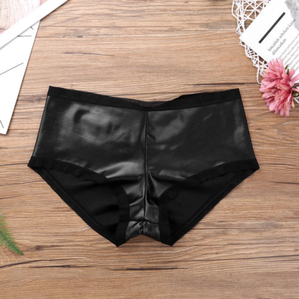 Большие размеры Нижнее белье из кожзаменителя женские трусики сексуальные