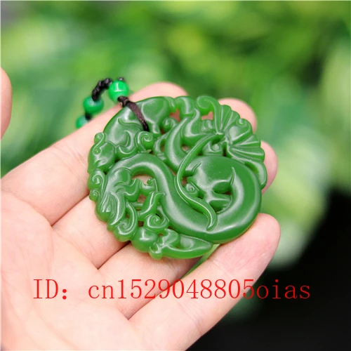 Натуральный зеленый китайский Нефритовый дракон кулон ожерелье очарование