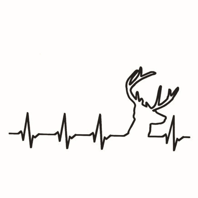 

Cartoon Elk Heartbeat Deer Reflective Auto Window Sticker 19x9cm Animal Contour Car Accessories