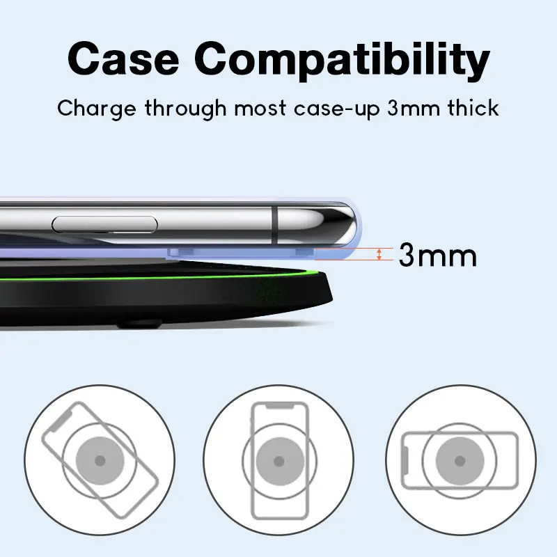 Беспроводное зарядное устройство Qi 10 Вт быстрая зарядка для iPhone X/XS Max XR 8 Plus USB со