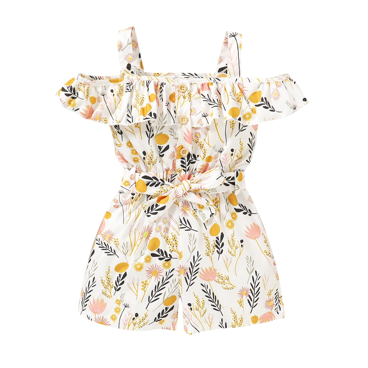 

Baby Girl Clothes 12-18M Short Sleeve Yellow Ruffled Chic Shoulder Outfits Toddler Girls Summer Jumpsuit Baby Clothes Mikrdoo