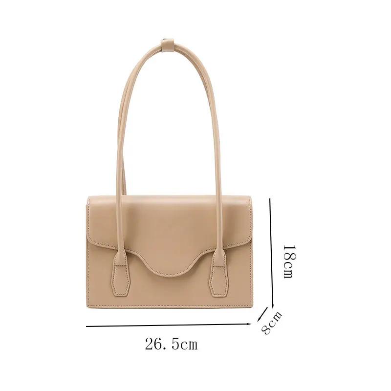 

2021 New Fashion Trend Women Coated Cowhide Leather Solid Color Classic Shoulder Bag Women Stylish Tote Bag for Ladies