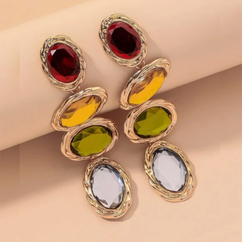 

2021 Vintage Unusual Women's Dangle Long Hanging Earrings Jewelry Ruby Sapphire Amethyst Zircon Oval Diamond Earrings For Women