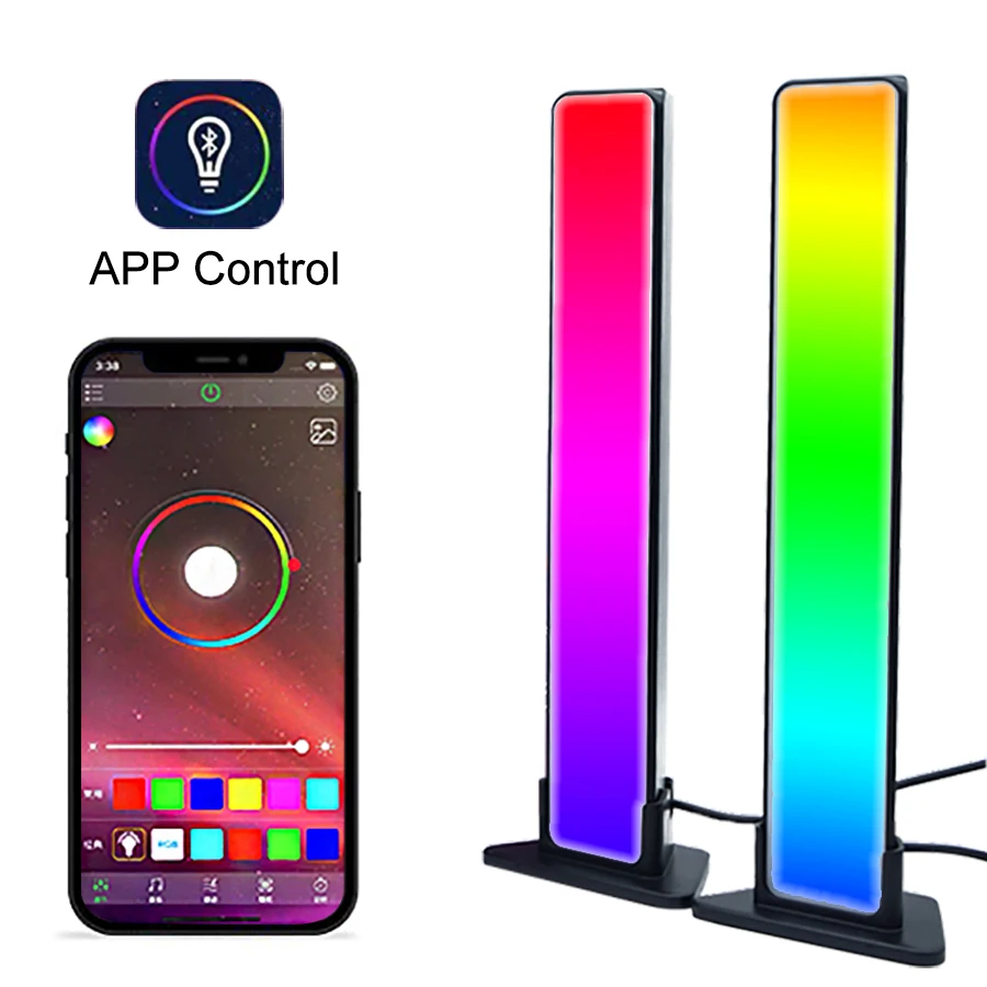 Lámpara LED inteligente para decoración de TV, luz nocturna ambiental con Control de sonido, aplicación Bluetooth, música RGB, 2 piezas, nueva