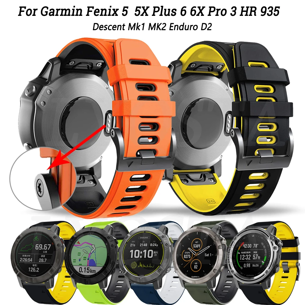 

Silicone Watchband For Garmin Fenix 6X 6 Pro 5X 5Plus GPS 3HR Enduro D2 Delta Wrist Strap 22 26mm EasyFit Quick Release Bracelet