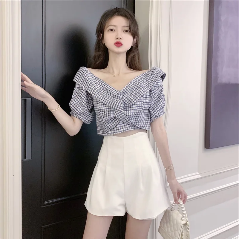 

Casual fashion western style professional two-piece temperament goddess fan shorts summer 2021 new