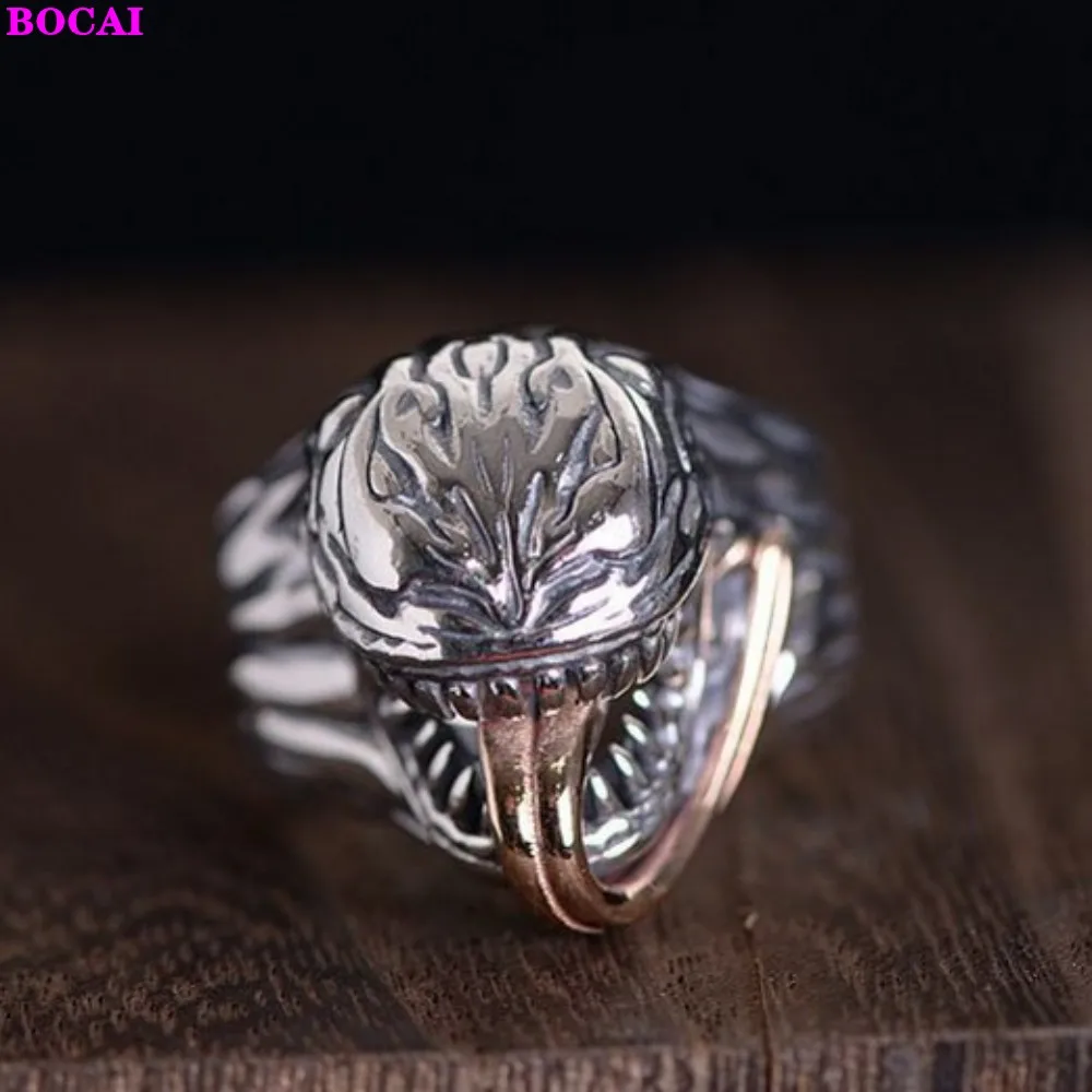 Мужское кольцо BOCAI из настоящего серебра S925 пробы тайские серебряные монеты