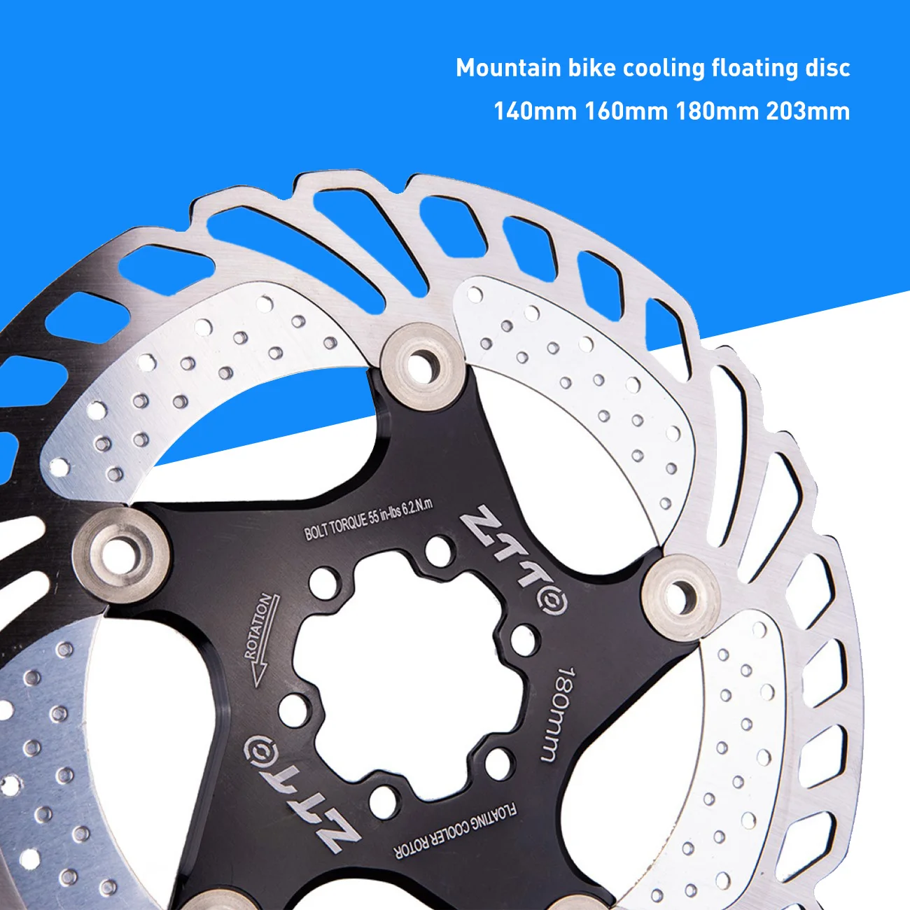 

MTB Quick Cool Down Bicycle Cooling Disc Brake Floating Rotor 7075 AL Stainless Steel Mountain Road Bike 140/160/180/203mm