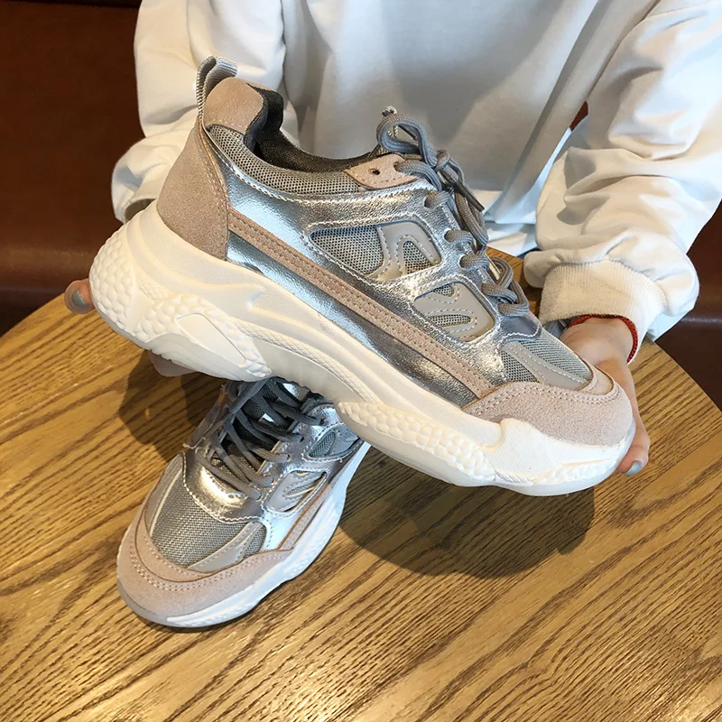 Женские кроссовки на платформе повседневные дышащие массивной подошве