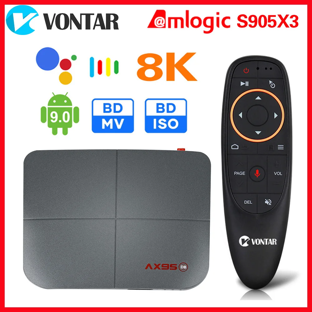 ТВ приставка AX95 DB Android 9 AX95db 8K Max 4 ГБ ОЗУ 128 Amlogic S905X3 Поддержка Dolby BD MV ISO Dual Wifi 4K 60fps