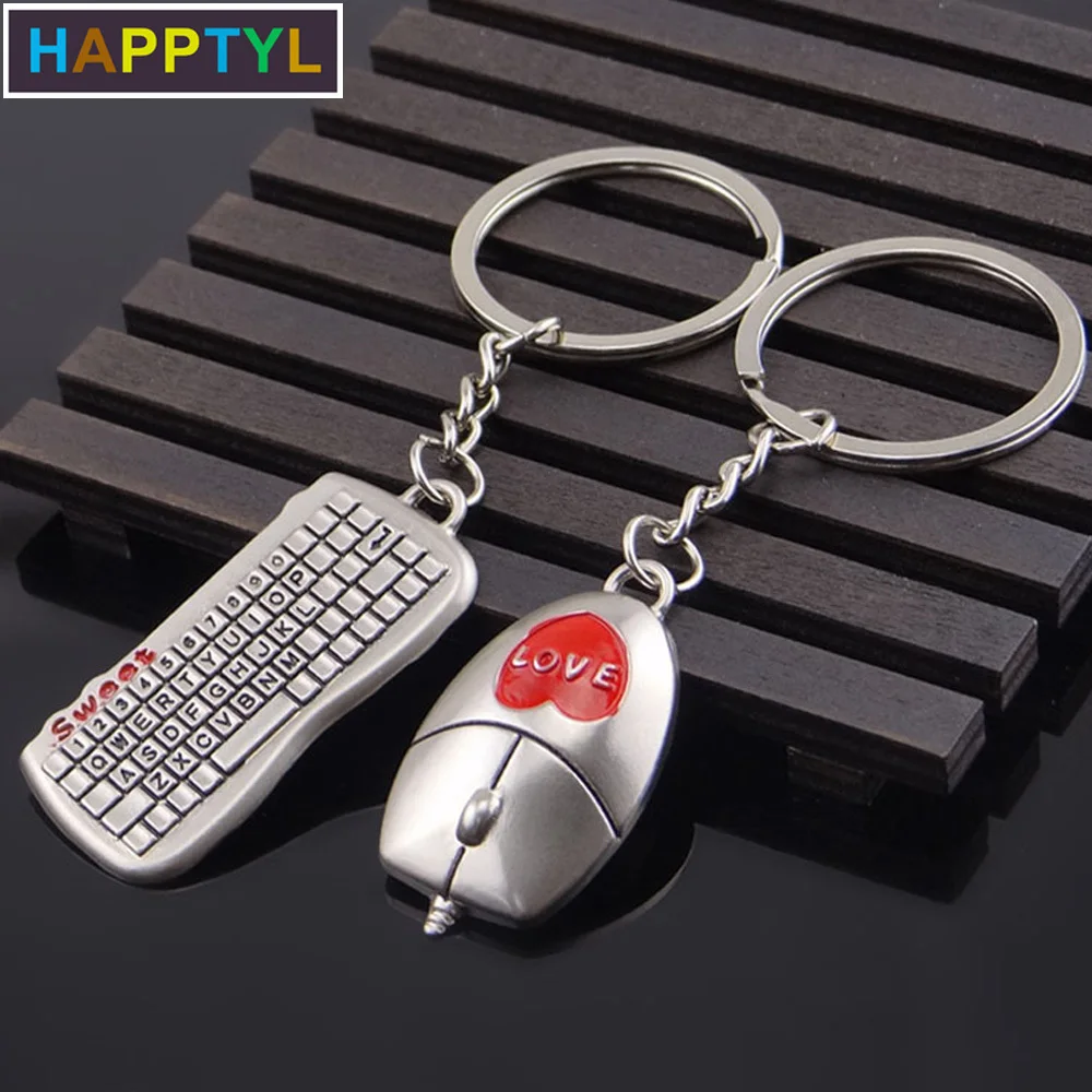 HAPPTYL 1 пара модных свадебных украшений клавиатура мышь металлический брелок для