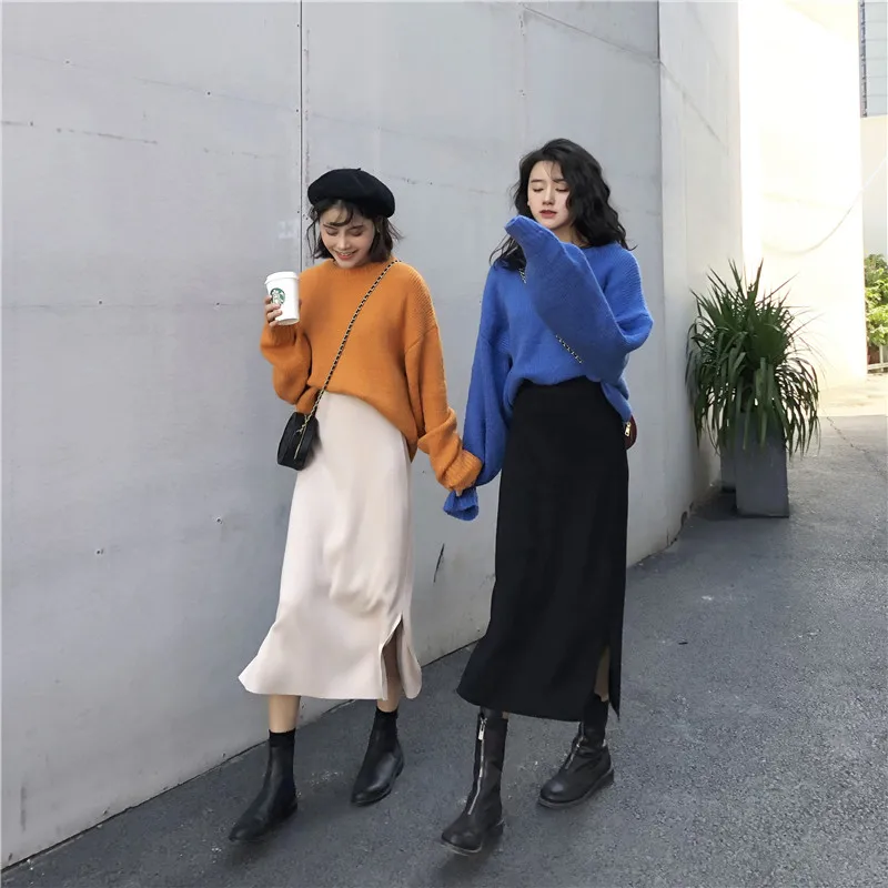 Длинные женские юбки с высокой талией в ретро стиле элегантная Осенняя юбка