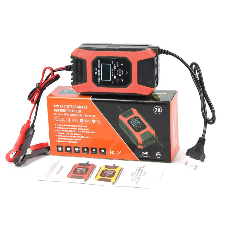 

FOXSUR 12V 7A автомобильное зарядное устройство для аккумулятора мотоцикла, 7-ступенчатое умное зарядное устройство для аккумулятора, зарядное у...