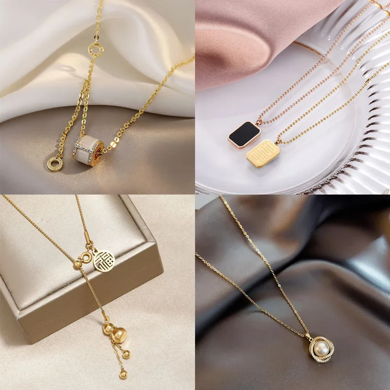 

Korean Titanium Steel Big Waist Necklace Temperament Transfer Cat's Eye Bone Chain Women 2021 New Fashion Design Women Fashion