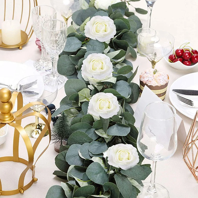 Эвкалипт гирлянда эвкалипт искусственные виноградные цветы Шелковый зеленая