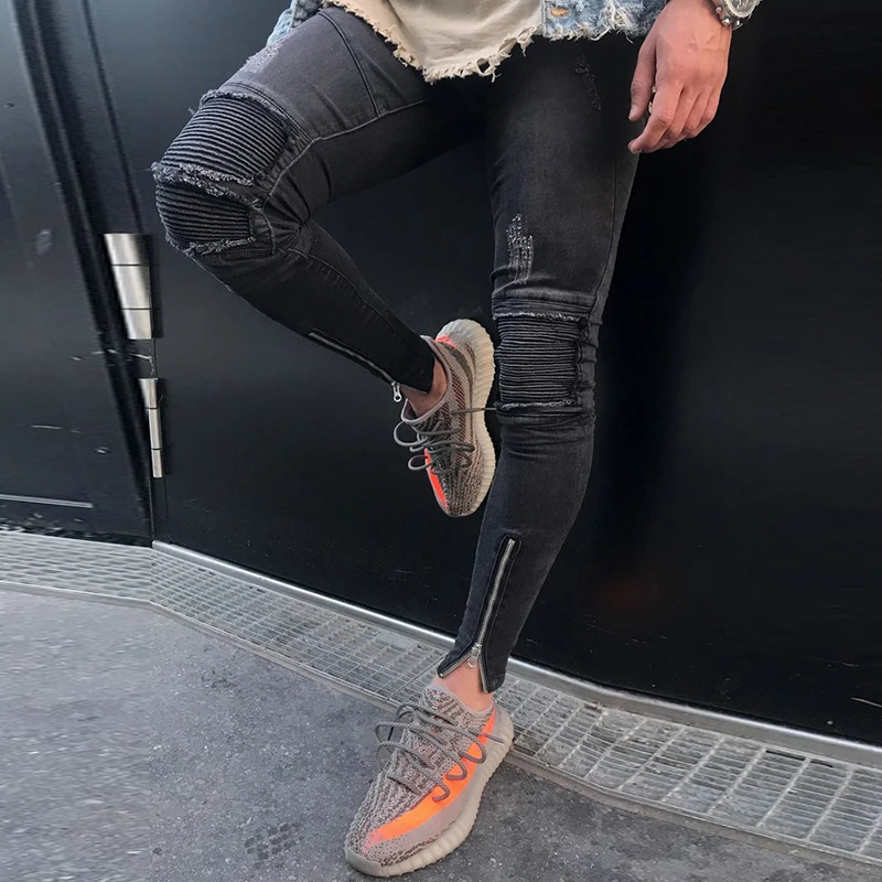 VOMINT новые джинсы серый снежинка отверстие локомотив морщинки брюки тренд