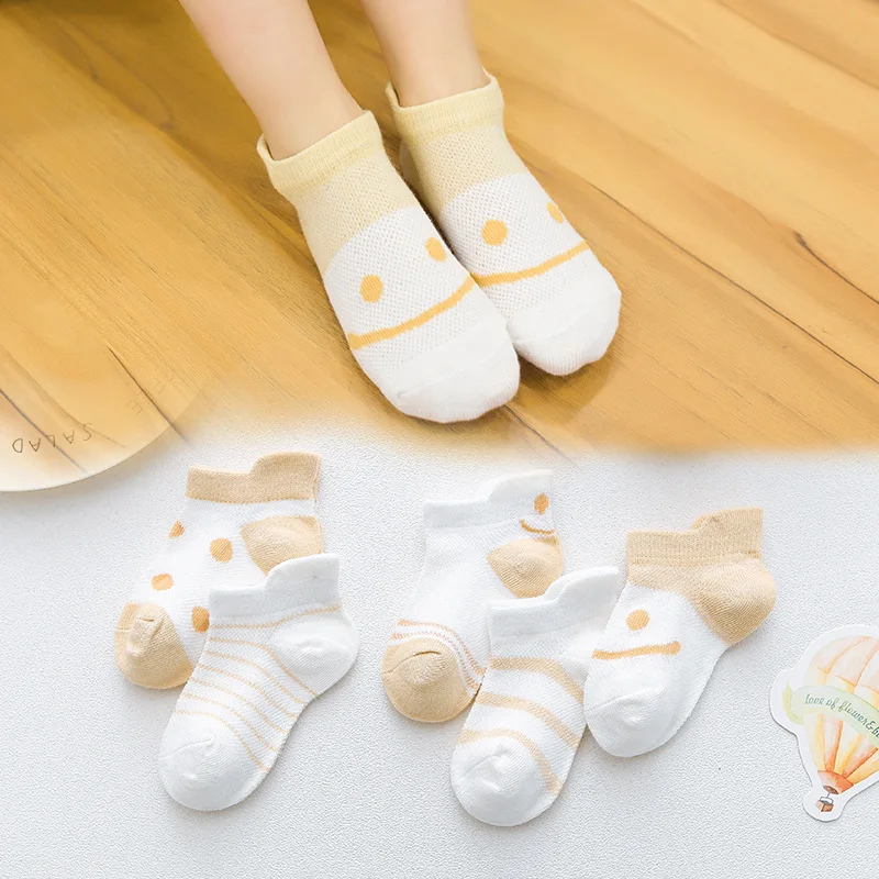 5 пар/партия детские короткие носки модные в простом стиле со смайликом для
