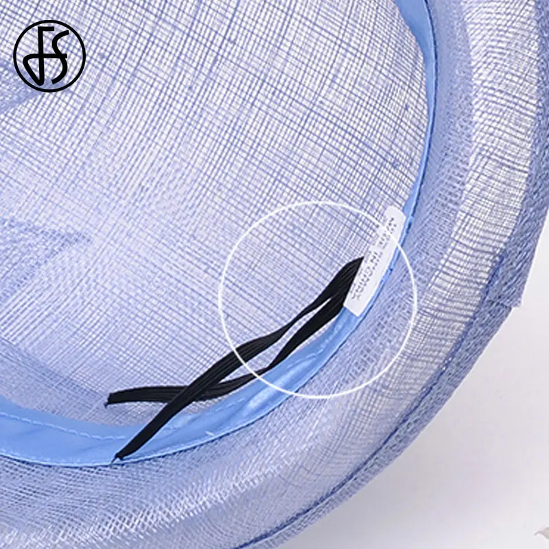 

FS Sinamay Facinator Hat Wedding Church Women Hats Elegant Pink Flower Wide Brim Fedora Hat 2021 Linen Kentucky Derby Ladies Hat