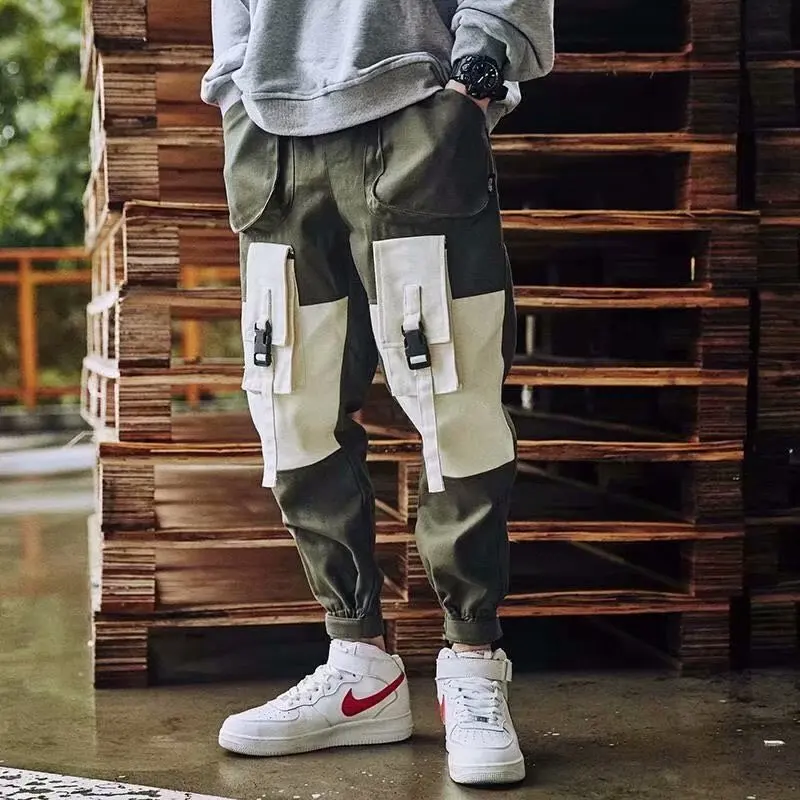 

Men Black Cargo Pants Men Joggers Navy Cargo Trousers for Men Sports Pants Autumn Casual Korean Techwear Streetwear Spliced