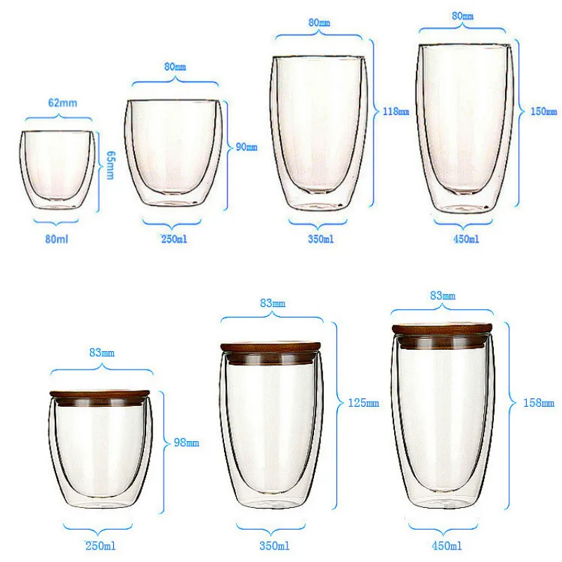 Индивидуальная стеклянная креативная кофейная чашка утолщенная офисная двойная