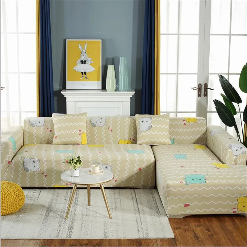 Эластичный чехол для дивана из спандекса с принтом современный угловой диван