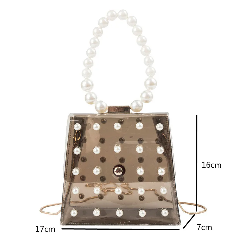 Женская прозрачная сумочка с жемчугом Johnature маленькая в Корейском стиле на