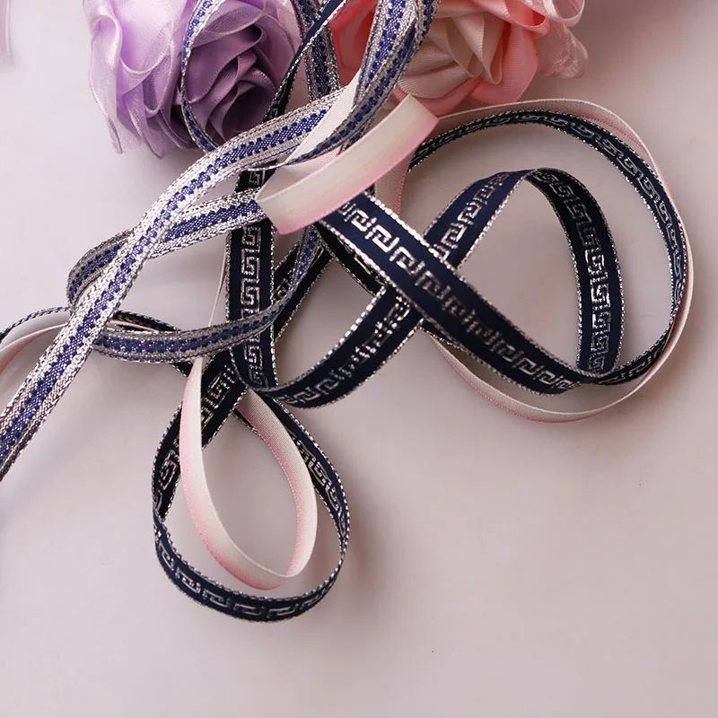 10 ярдов 1 см синие розовые металлические блестящие ленты ручной работы для