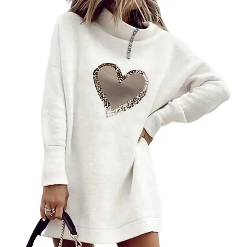 

Платье-свитшот женское эластичное с круглым вырезом и длинным рукавом