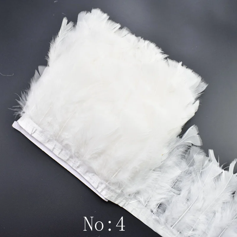 width13-18cm 1 м/лот, белые страусиные перья, отделка, бахрома, перья петуха, лента для рукоделия, швейная одежда, свадебные украшения - Цвет: width13-18cm