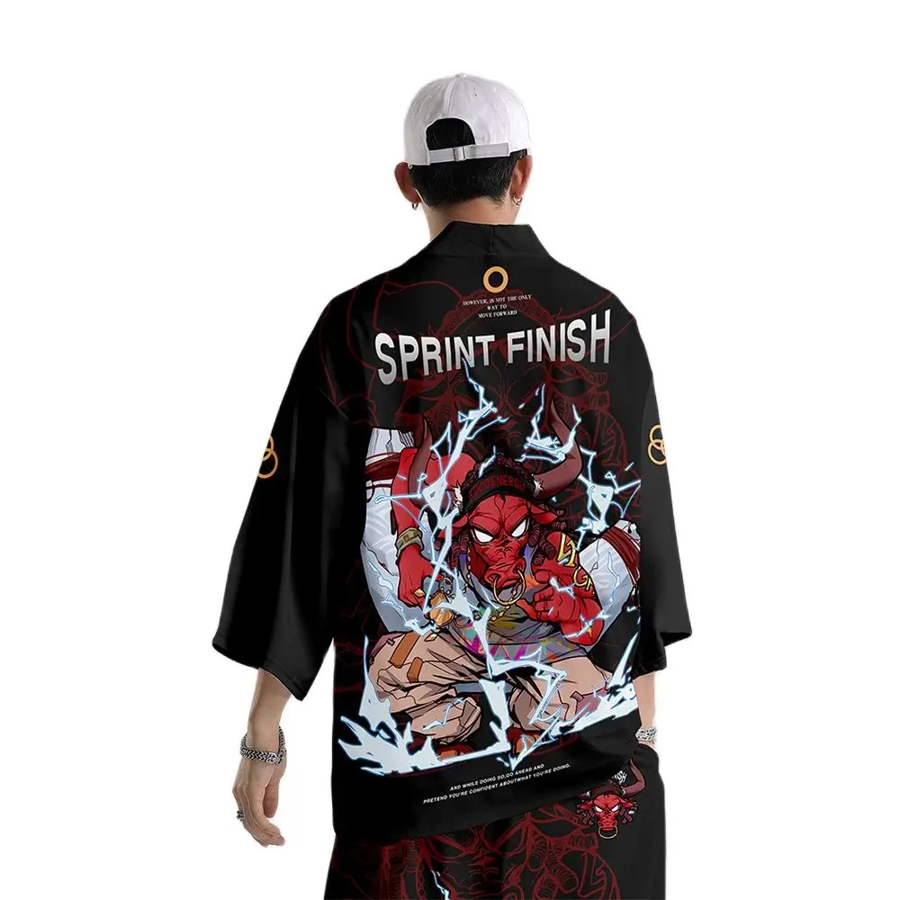 

Kimono Blouse Man Japanese Yukata Male Samurai Costume Haori Obi Men's Kimono Cardigan Japanese Streetwear Jacket Pants DE40